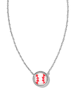 Baseball Short Pendant Necklace in Silver