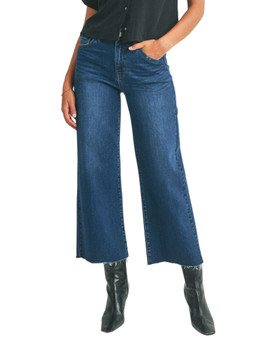 Slim Wide Leg Jean with Raw Hem