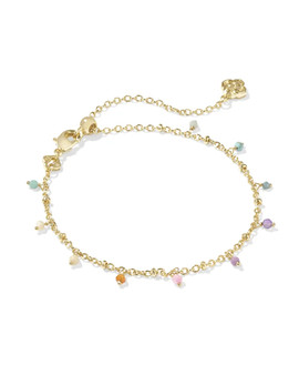 Camry Beaded Delicate Chain Bracelet in Gold