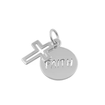Cutout Cross and Faith Disc Pendant
