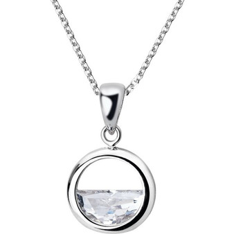 Open Circle Necklace with Clear Cut Crystal