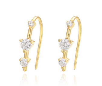 Boho Curve CZ Fish Wire Earrings