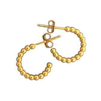Beaded Post Hoop Earrings in Gold