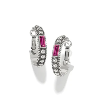 Pretty Tough Gem Hoop Earrings - Amethyst
