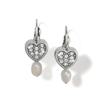 Meridian Zenith Heart Pearl Leverback Earrings - Silver/Pearl