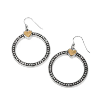 Pretty Tough Bold Heart French Wire Earrings - Two Tone