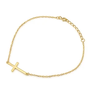 Sideways Cross Bracelet - Gold