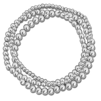 Jensie Beaded Bracelet Set in Silver