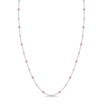 Children's Beaded Satellite Chain in Silver - Pink Mix