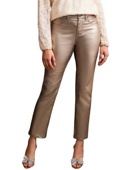 Sophia Hugging Metallic Straight Leg Ankle Jeans