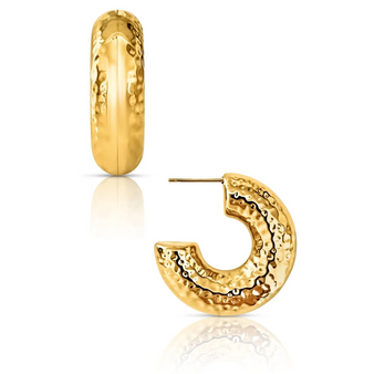 Kirby Hammered Tube Hoop Earrings - gold