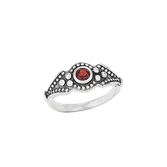 Garnet Dotted Oxidized Ring
