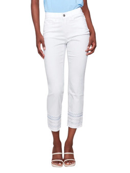 Light Blue Embroidered Hem Jeans