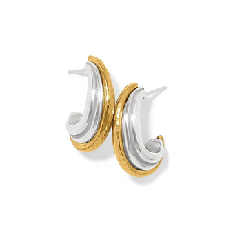 Ferrara Deco Small Hoop Earrings - Two Tone