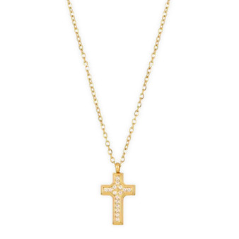 Wyatt Mini Cross Necklace in Gold
