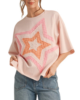 Eyelet Applique Star Top with Side Slits