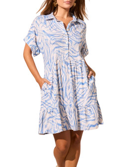 Printed Button Front Flounce Dress