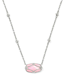 Elisa Lattice Frame Short Pendant Necklace in Silver