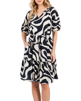 Printed Dress with Flowy Sleeves and Waist Tie Printed Dress with Flowy Sleeves and Waist Tie