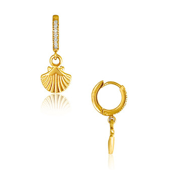 Citara Huggie Hoop Shell Earrings Citara Huggie Hoop Shell Earrings