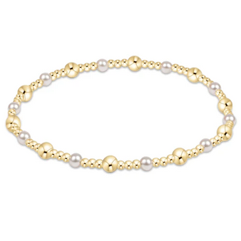 Classic Gold Sincerity Pattern 4mm bead bracelet - pearl
