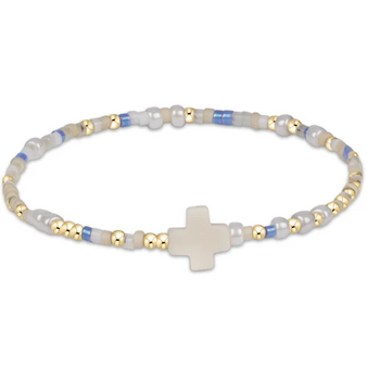 E-Girl Hope Unwritten Signiture Cross Bracelet - Periwinkle and White