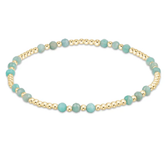 Gemstone Gold Joy Pattern 3mm Bead Bracelet -  Amazonite