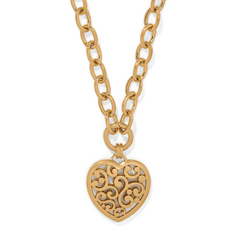 Contempo Medallion Heart Necklace - Gold