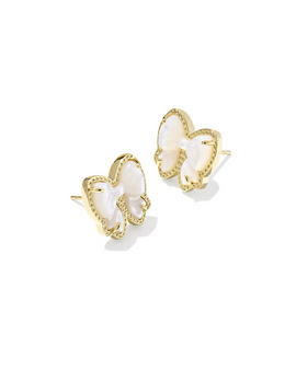 Haley Bow Stud Earrings - Gold MOP