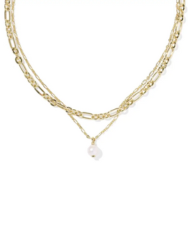 Ashton Multi Strand Necklace - Gold/Pearl