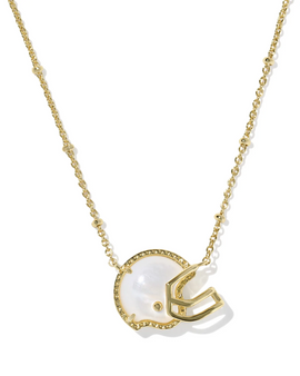 Football Helmet Short Pendant - Gold MOP