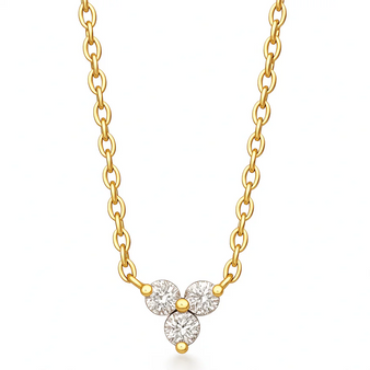Donna Triple Stone Necklace - CZ Gold