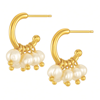 Chara Mini Hoop Pearl Earrings - Gold