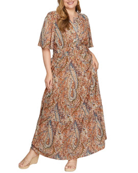 Paisley Print Flutter-Sleeve Maxi Dress – Boho Chic Elegance Paisley Print Flutter-Sleeve Maxi Dress – Boho Chic Elegance