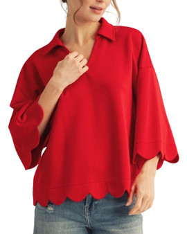 Modern Scallop Hem Popover Top Modern Scallop Hem Popover Top