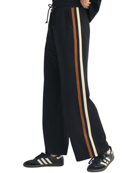Black Wide-Leg Pants with Contrast Side Stripes Black Wide-Leg Pants with Contrast Side Stripes