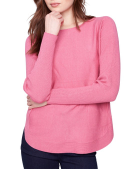 Knit Lace Up Back Round Hem Sweater Knit Lace Up Back Round Hem Sweater