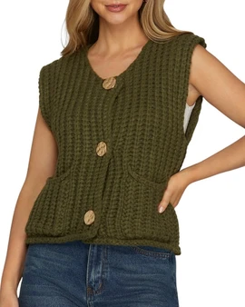 Chunky Knit Button Vest