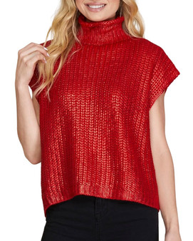 Metallic Knit Mock Neck Sweater Metallic Knit Mock Neck Sweater