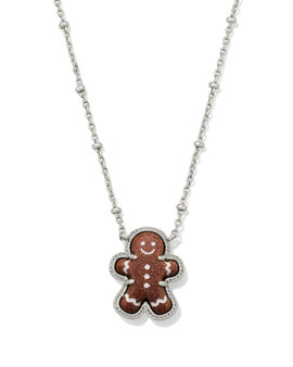 Gingerbread Short Pendant Necklace in Silver