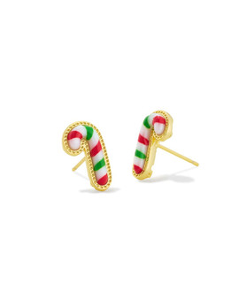 Candy Cane Stud Earrings in Gold