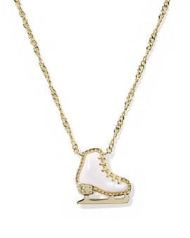 Ice Skate Short Pendant Necklace in Gold
