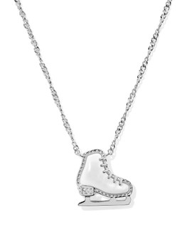 Ice Skate Short Pendant Necklace in Silver