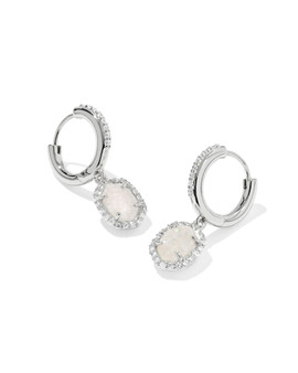 Daphne Crystal Frame Huggie Earrings in Silver