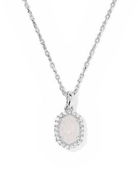 Daphne Crystal Frame Short Pendant Necklace in Silver