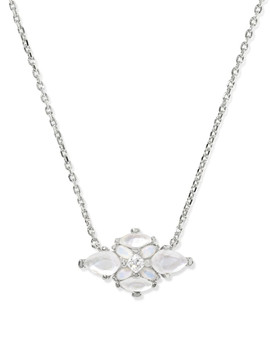 Abbie Crystal Short Pendant Necklace in Silver