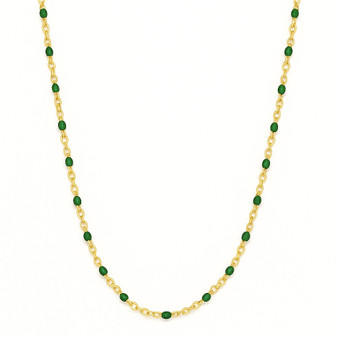 Evie Green Dainty Enamel Beaded Necklace