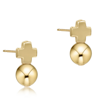 Signature Cross Gold Stud Earrings - Classic Gold