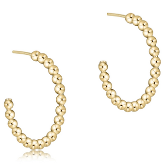Beaded Classic 1.25" Post Hoop Earrings - 4mm Gold