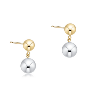 Classic 8mm Ball Drop Stud Earrings - Mixed Metal